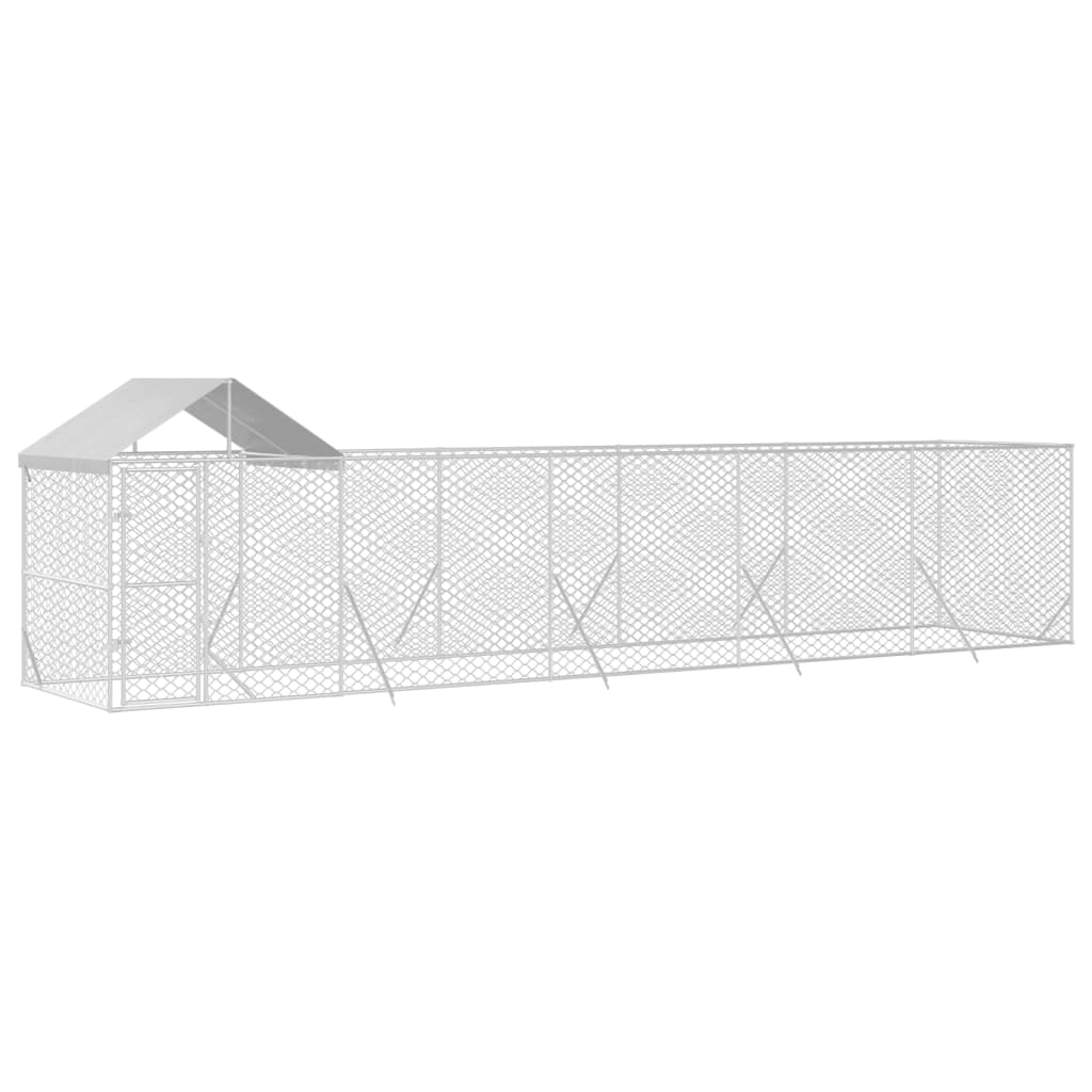 Padoc exterior cu acoperiș argintiu 10x2x2,5 m oțel galvanizat