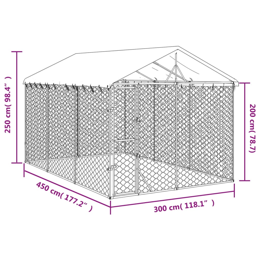 Padoc exterior cu acoperiș argintiu 3x4,5x2,5 m oțel galvanizat