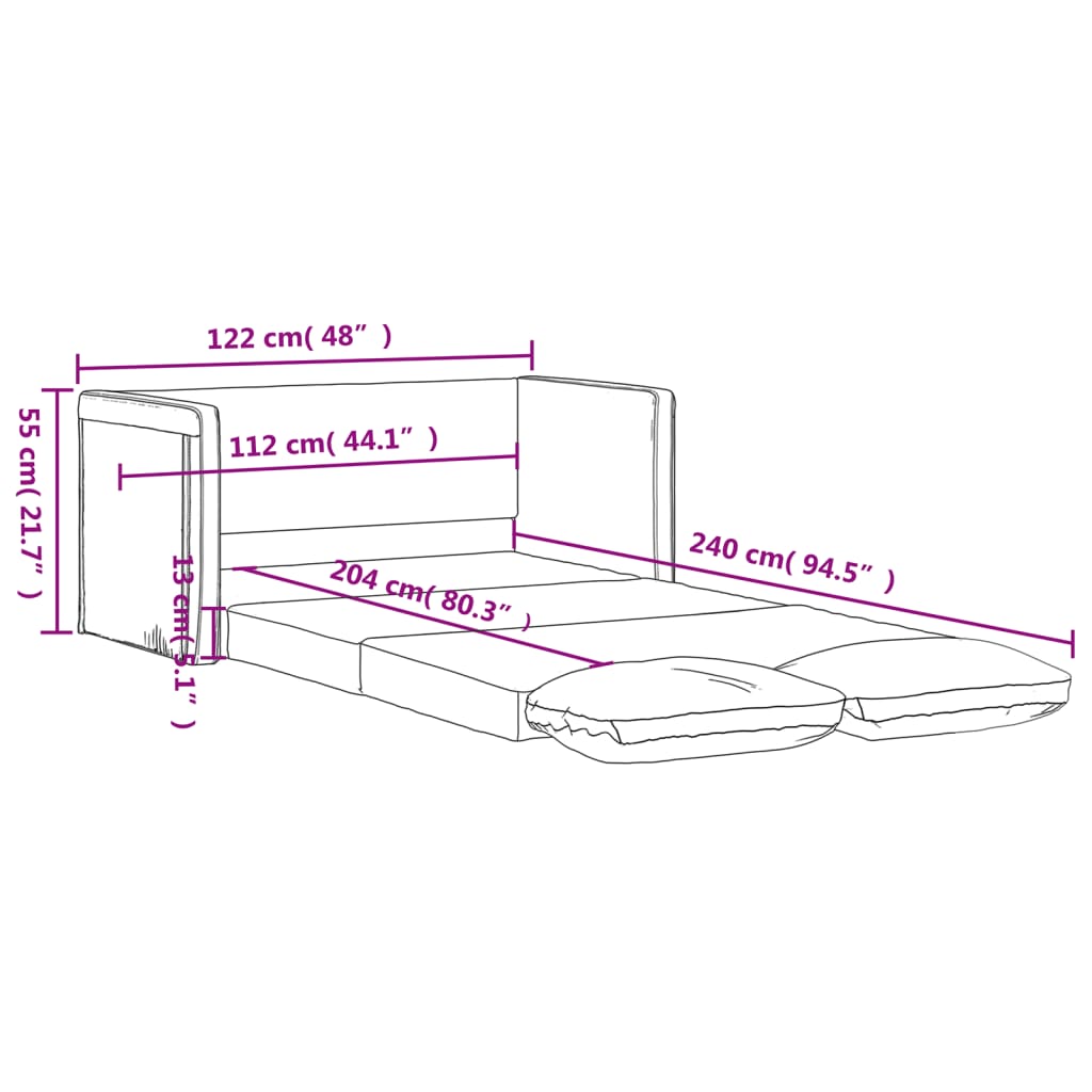 Canapea extensibilă 2 în 1, negru, 122x204x55 cm catifea