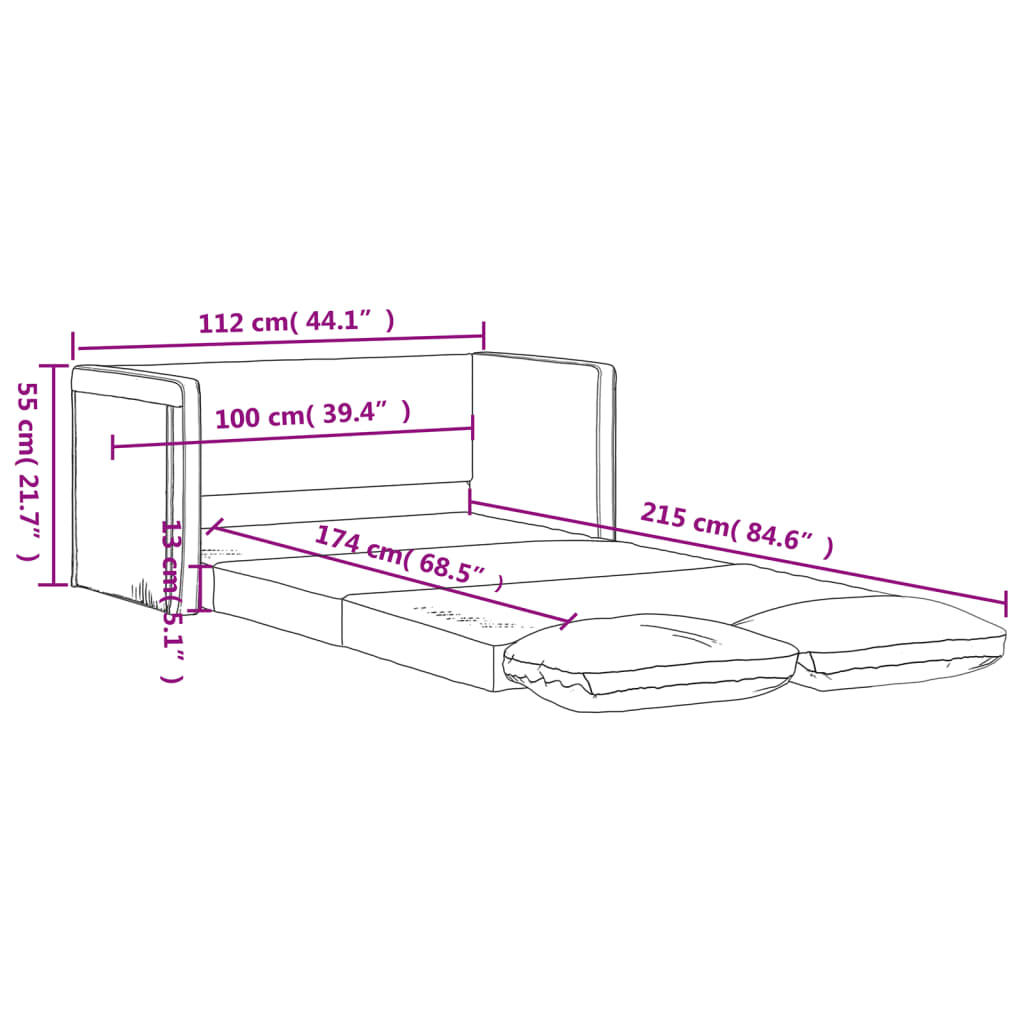 Canapea extensibilă 2 în 1 galben închis 112x174x55 cm țesătură