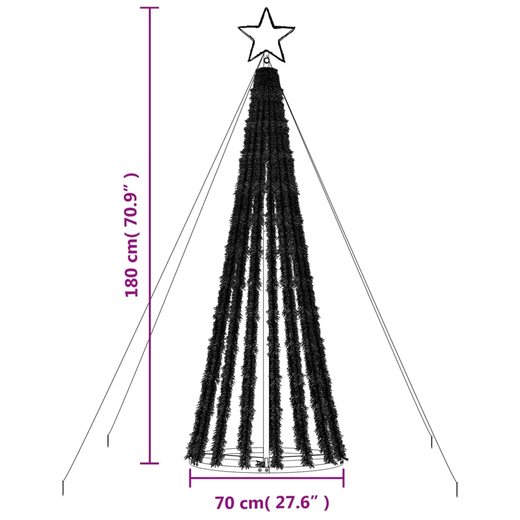 Con de lumină brad de Crăciun cu 275 LED-uri, alb cald, 180 cm