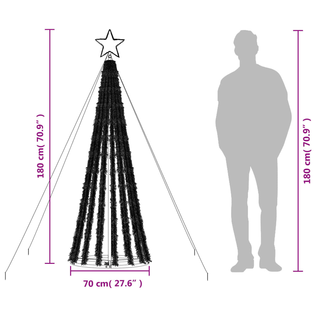 Con de lumină brad de Crăciun, 275 LED-uri, albastru, 180 cm