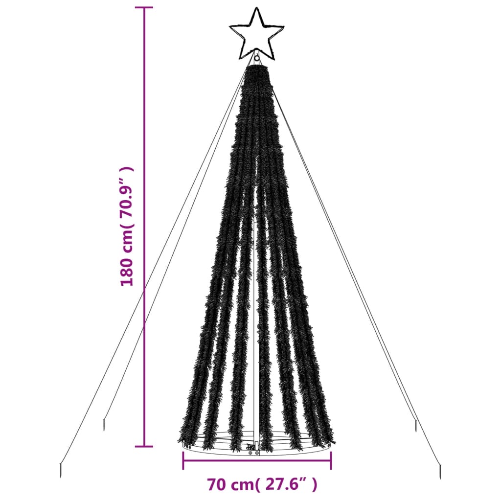 Con de lumină brad de Crăciun cu 275 LED-uri, multicolor 180 cm