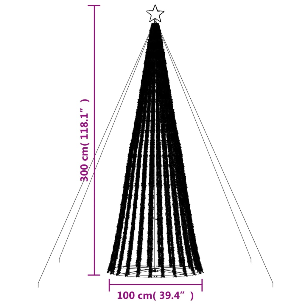 Con de lumină brad de Crăciun, 688 LED-uri alb rece, 300 cm