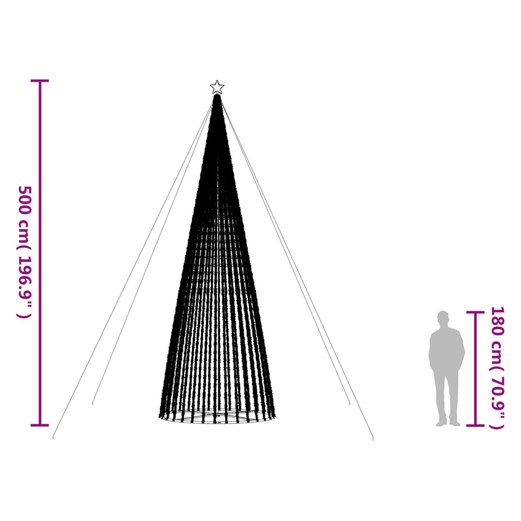 Con de lumină brad de Crăciun, 1544 LED-uri, alb rece, 500 cm