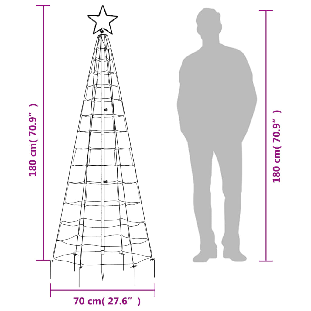 Lumină brad de Crăciun cu țăruși 220 LED-uri, alb rece, 180 cm