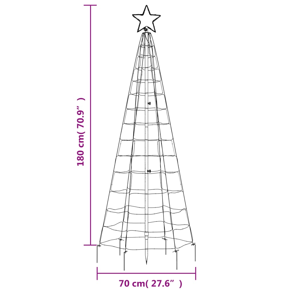 Lumină brad de Crăciun cu țăruși 220 LED-uri, alb rece, 180 cm