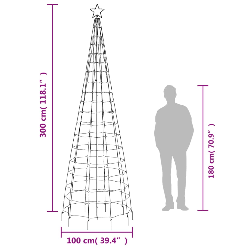 Lumină brad de Crăciun cu țăruși 570 LED-uri, alb rece, 300 cm