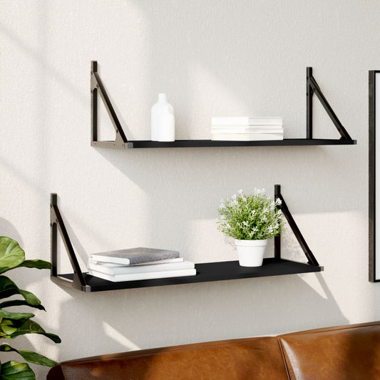 Dulapuri de perete, 2 buc., negru, 80x25x25,5 cm, lemn