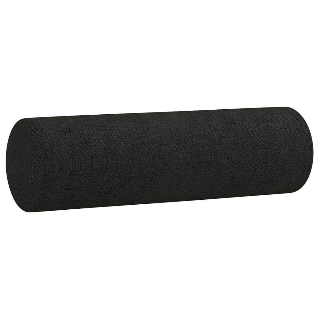 Canapea cu 2 locuri cu pernuțe, negru, 140 cm, textil