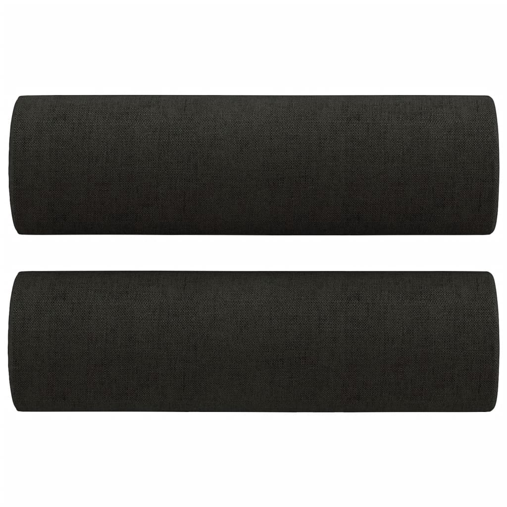 Canapea cu 2 locuri cu pernuțe, negru, 140 cm, textil