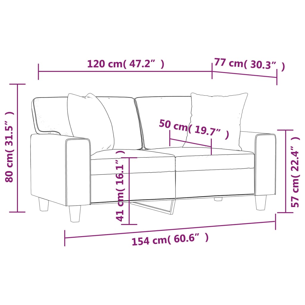 Canapea cu 2 locuri cu pernuțe, roșu vin 120 cm piele ecologică