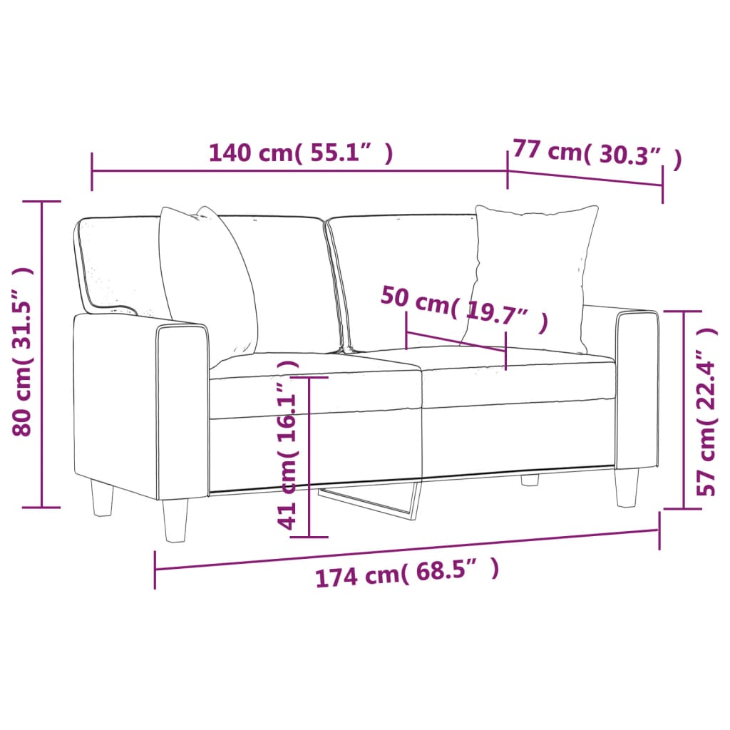 Canapea cu 2 locuri cu pernuțe, roșu vin 140 cm piele ecologică