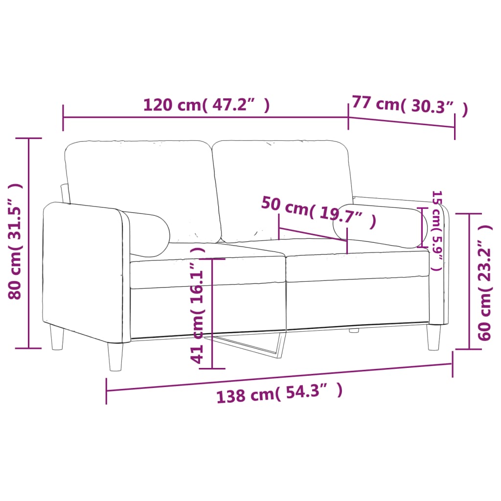 Canapea cu 2 locuri cu pernuțe, verde închis, 120 cm, catifea