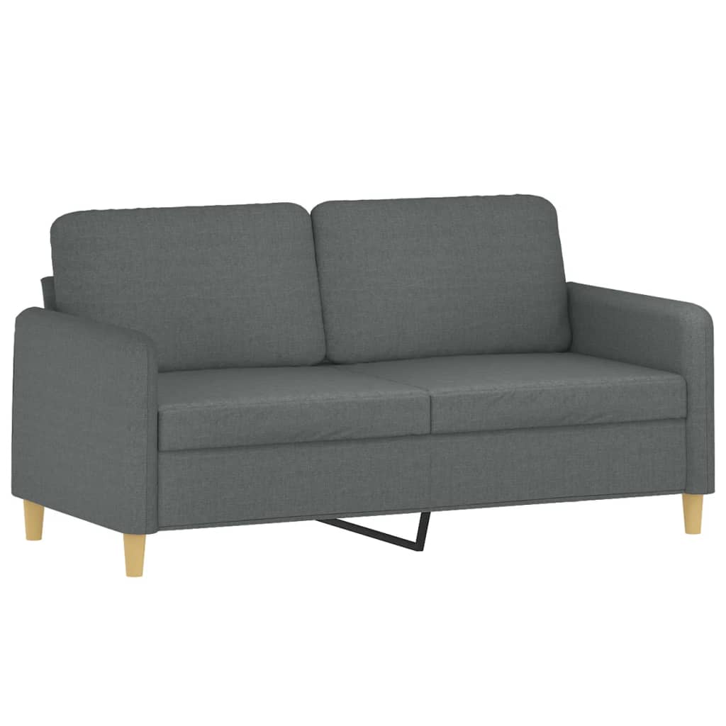 Canapea cu 2 locuri cu pernuțe, gri închis, 140 cm, textil