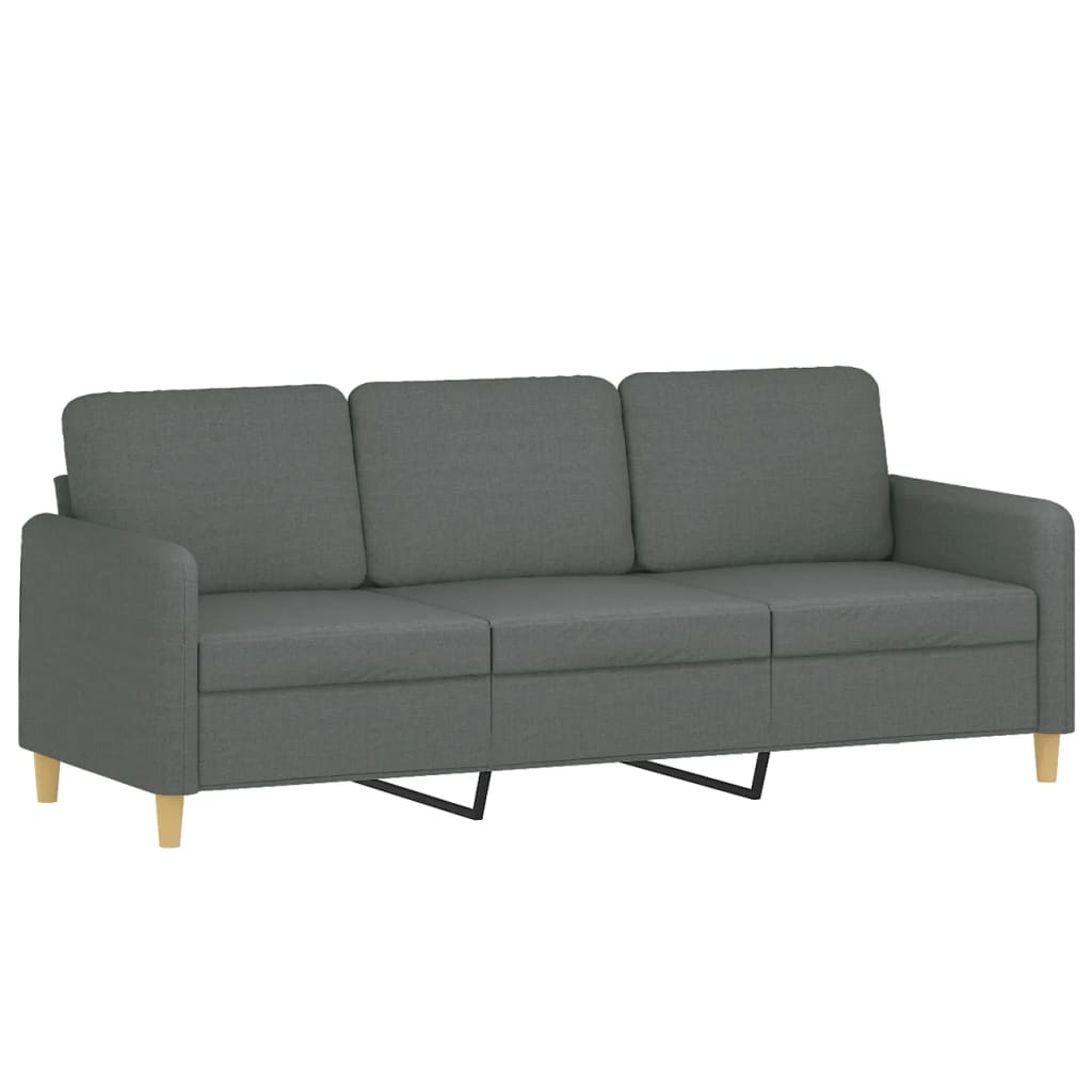 Canapea cu 3 locuri cu pernuțe, gri închis, 180 cm, textil