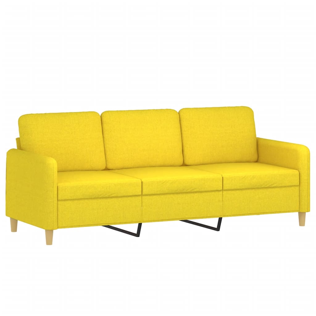Canapea cu 3 locuri cu pernuțe, galben deschis, 180 cm, textil