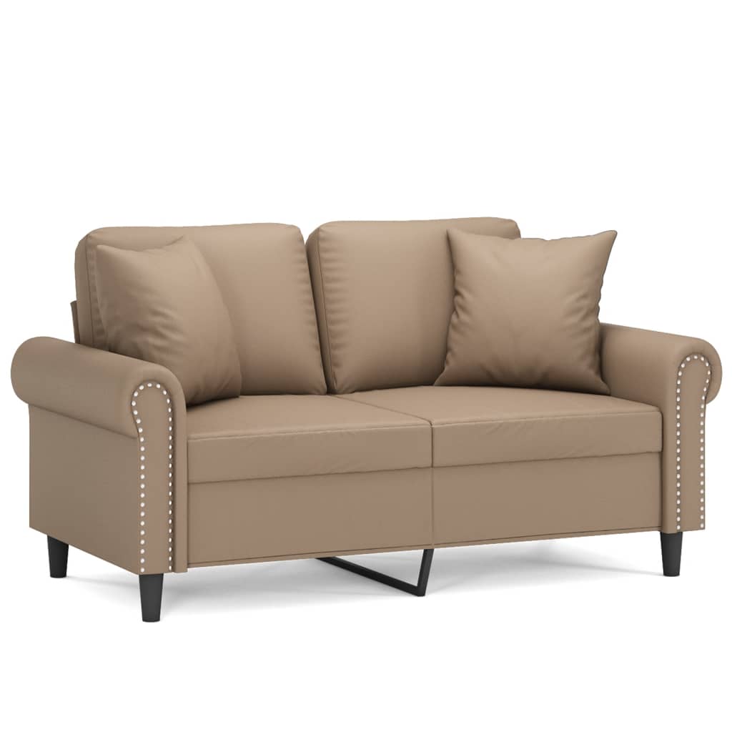 Canapea cu 2 locuri cu pernuțe, cappuccino, 120 cm, piele eco.