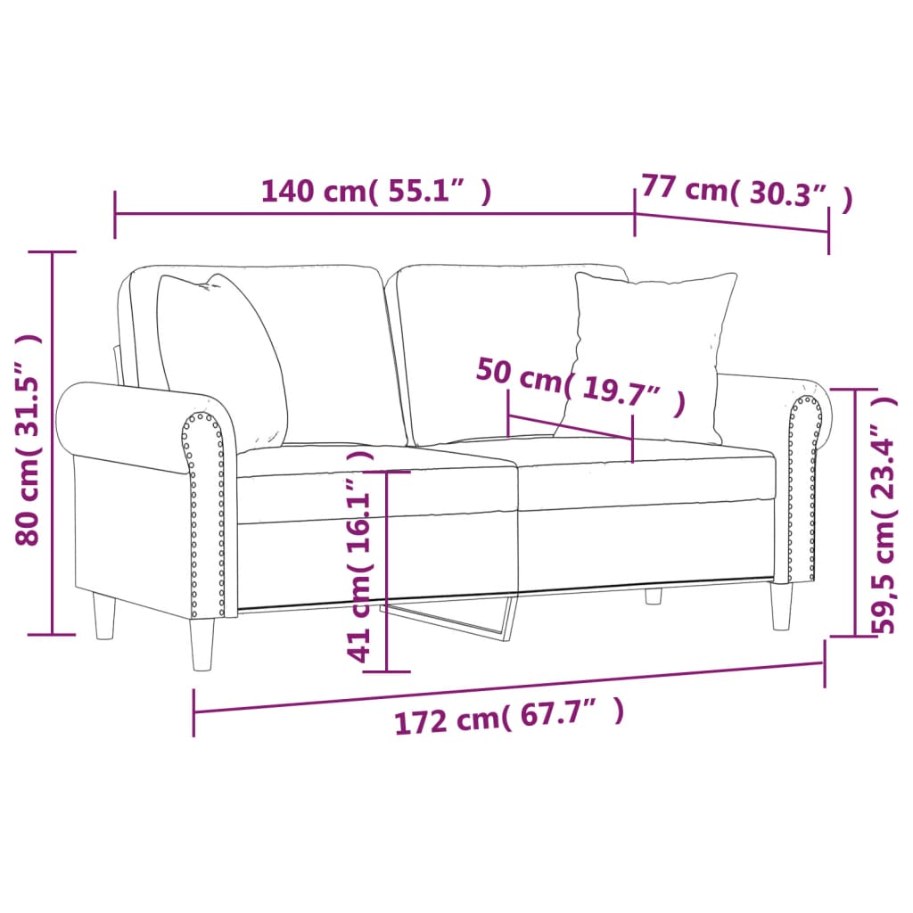 Canapea cu 2 locuri cu pernuțe, verde închis, 140 cm, catifea