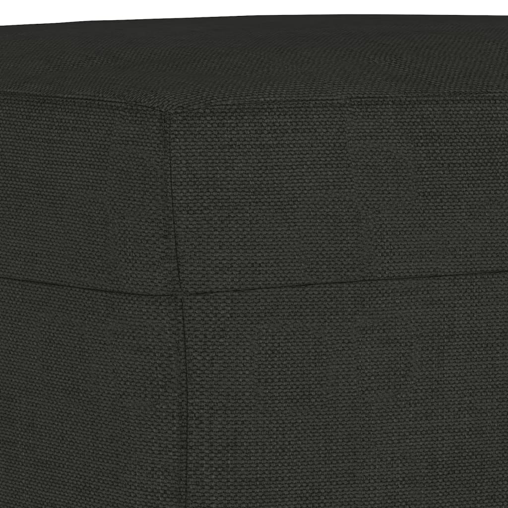 Canapea cu 3 locuri cu taburet, negru, 180 cm, material textil