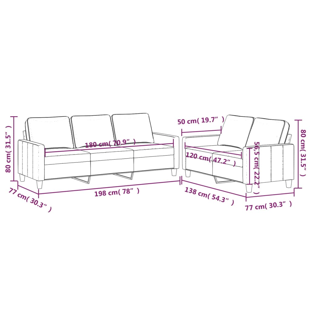 Set de canapele cu perne, 2 piese, albastru, catifea