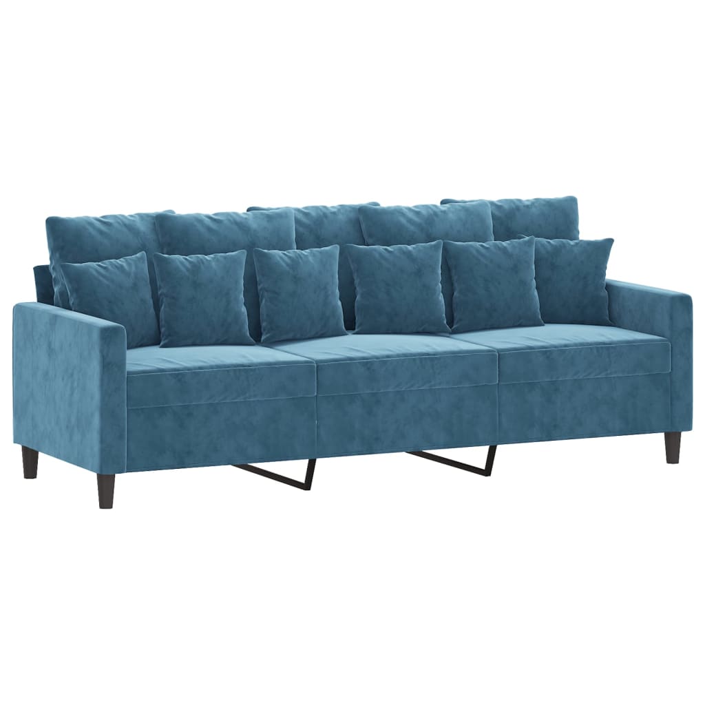 Set de canapele cu perne, 2 piese, albastru, catifea