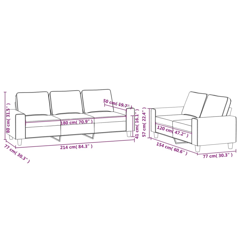 Set de canapele, 2 piese, maro, textil