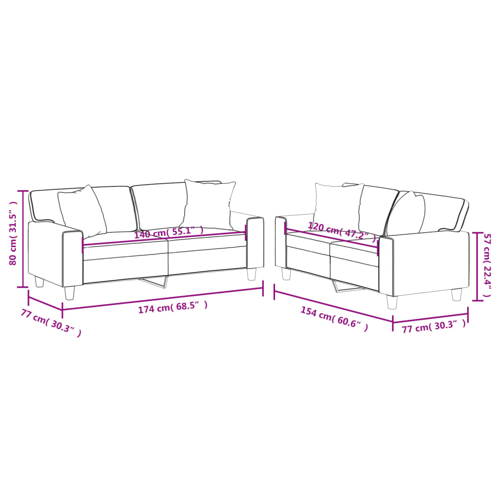 Set de canapele cu perne, 2 piese, roșu vin, piele ecologică