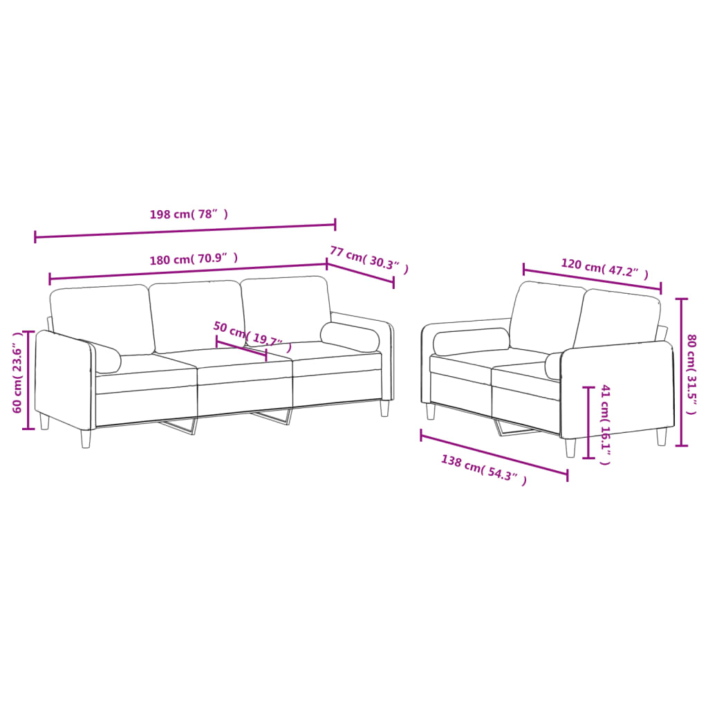 Set de canapele cu perne, 2 piese, galben, catifea