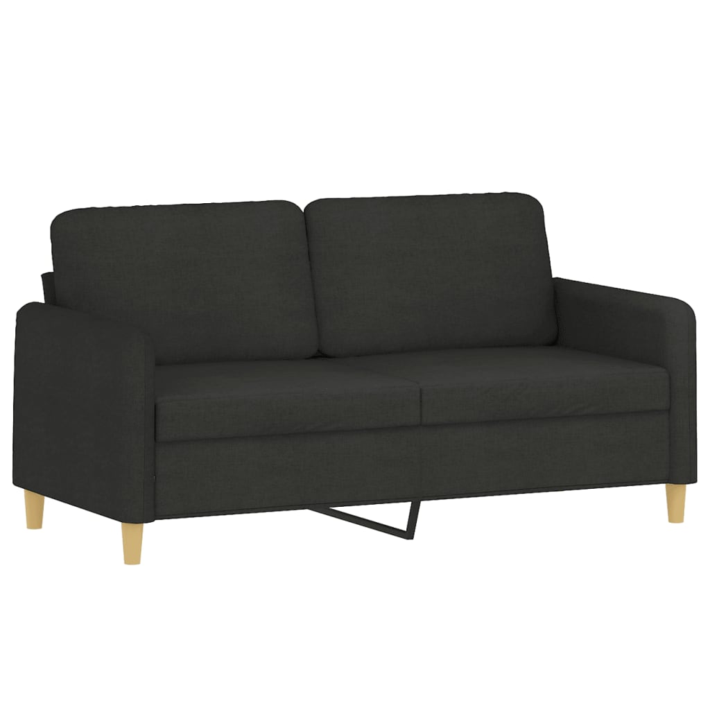 Set de canapele cu perne, 2 piese, negru, textil