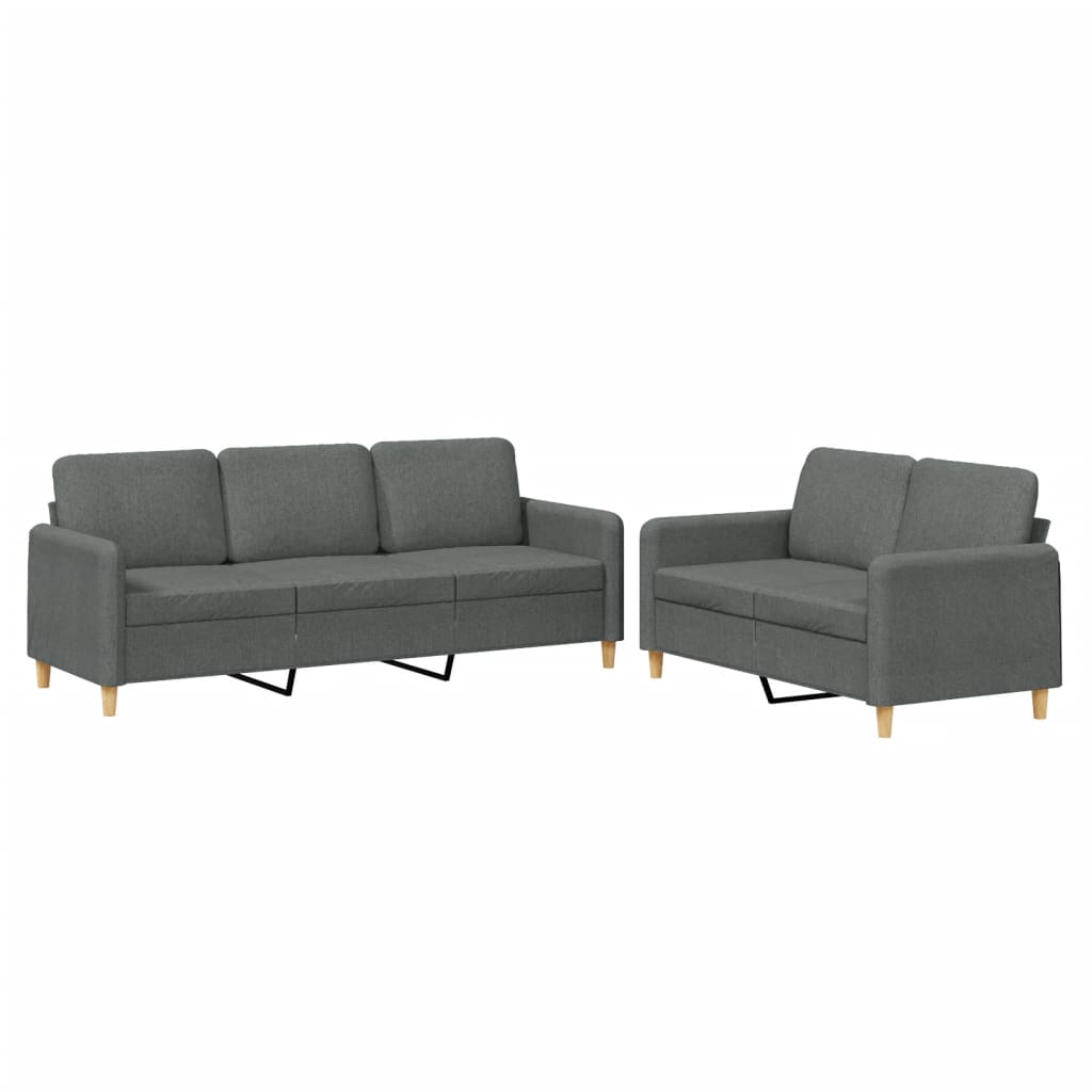 Set de canapele cu perne, 2 piese, gri închis, textil