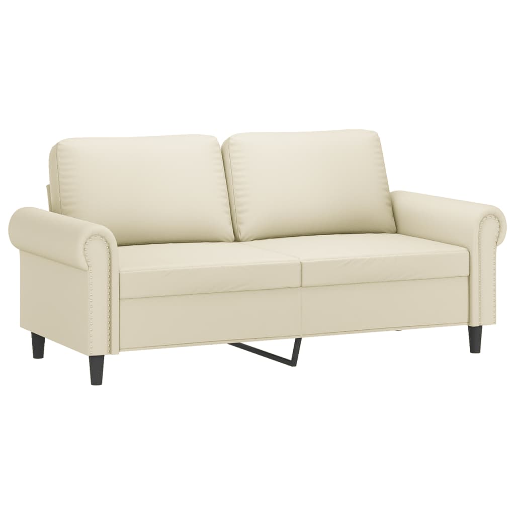Set de canapele cu perne, 2 piese, crem, piele ecologică