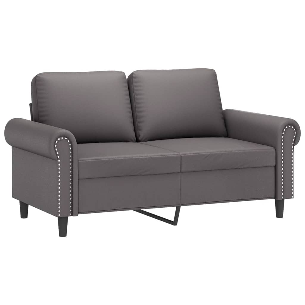 Set de canapele cu perne, 2 piese, gri, piele ecologică