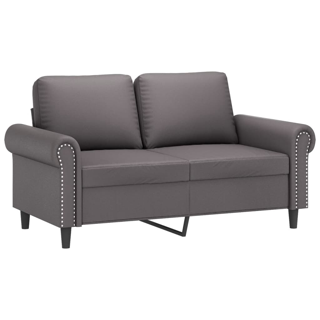 Set de canapele cu perne, 2 piese, gri, piele ecologică