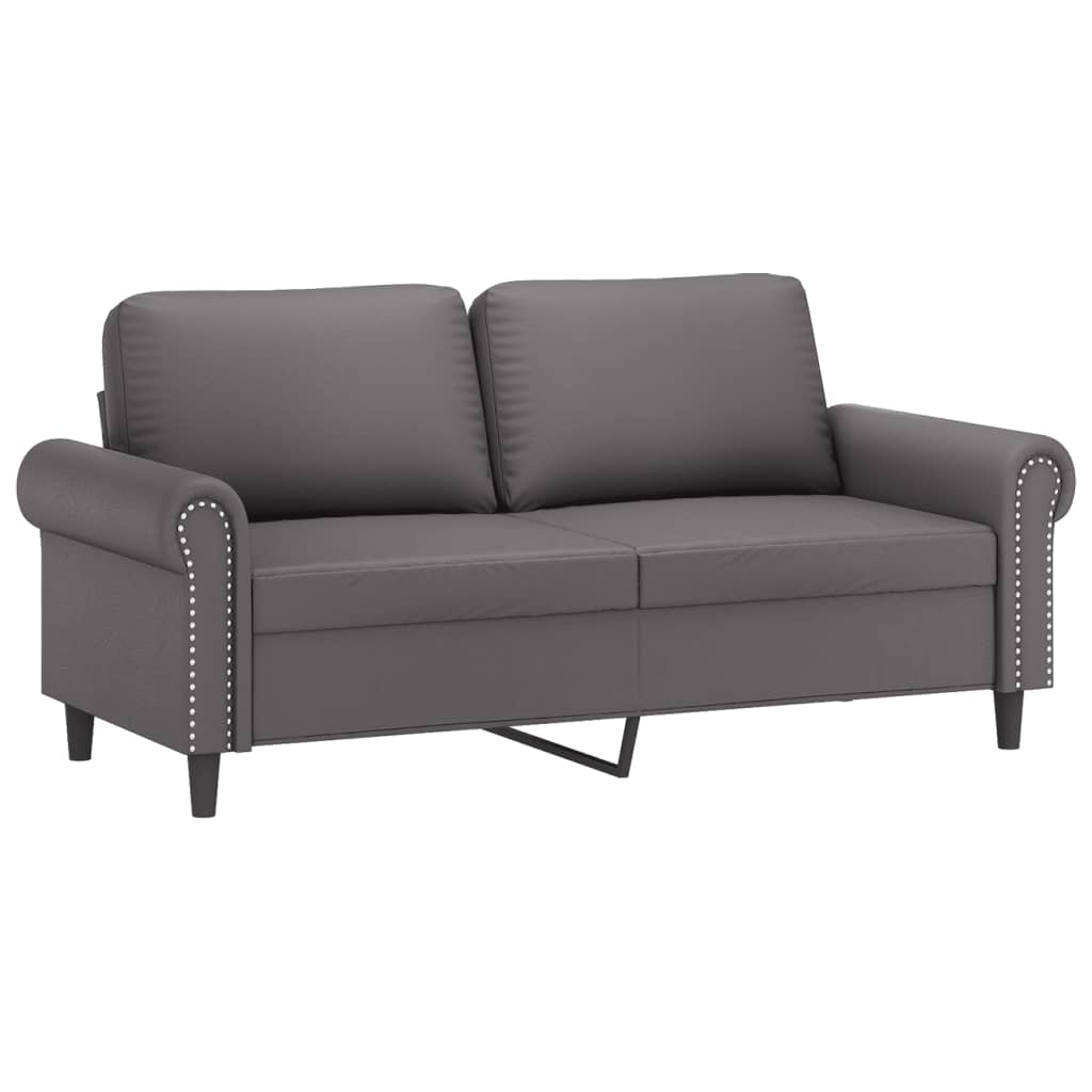 Set de canapele cu perne, 2 piese, gri, piele ecologică