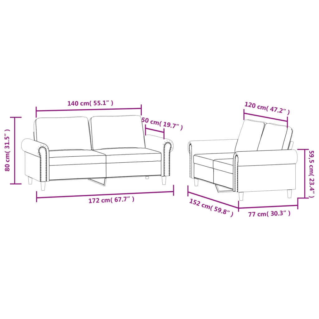 Set de canapele cu perne, 2 piese, galben, catifea