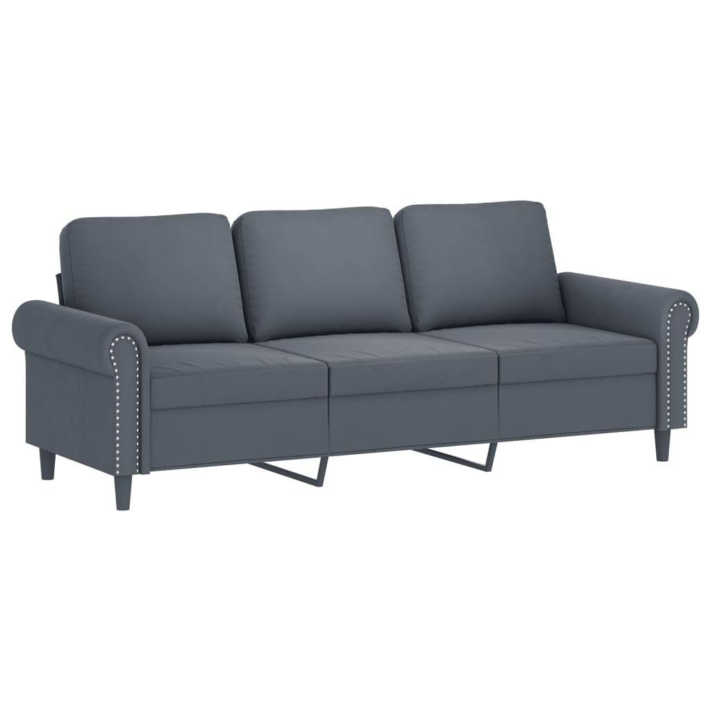 Set de canapele cu perne, 2 piese, gri închis, catifea