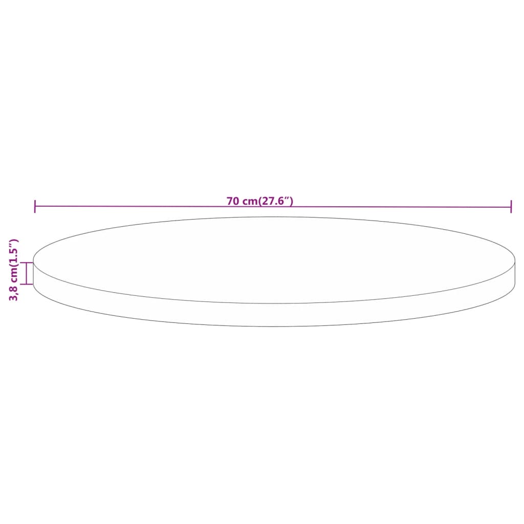 Blat de masă rotund, Ø 70x3,8 cm, lemn masiv de mango brut
