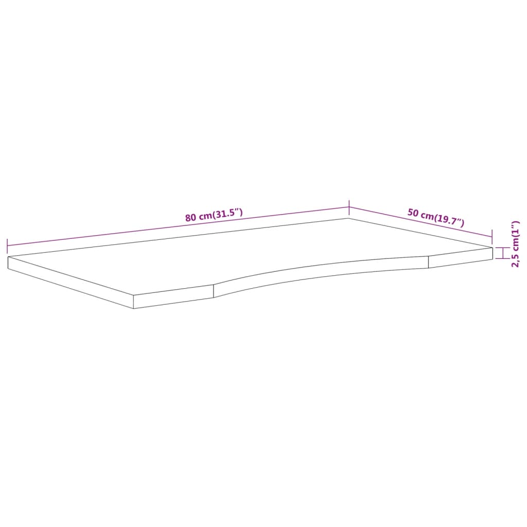 Blat de birou 80x50x2,5 cm dreptunghiular lemn masiv de acacia