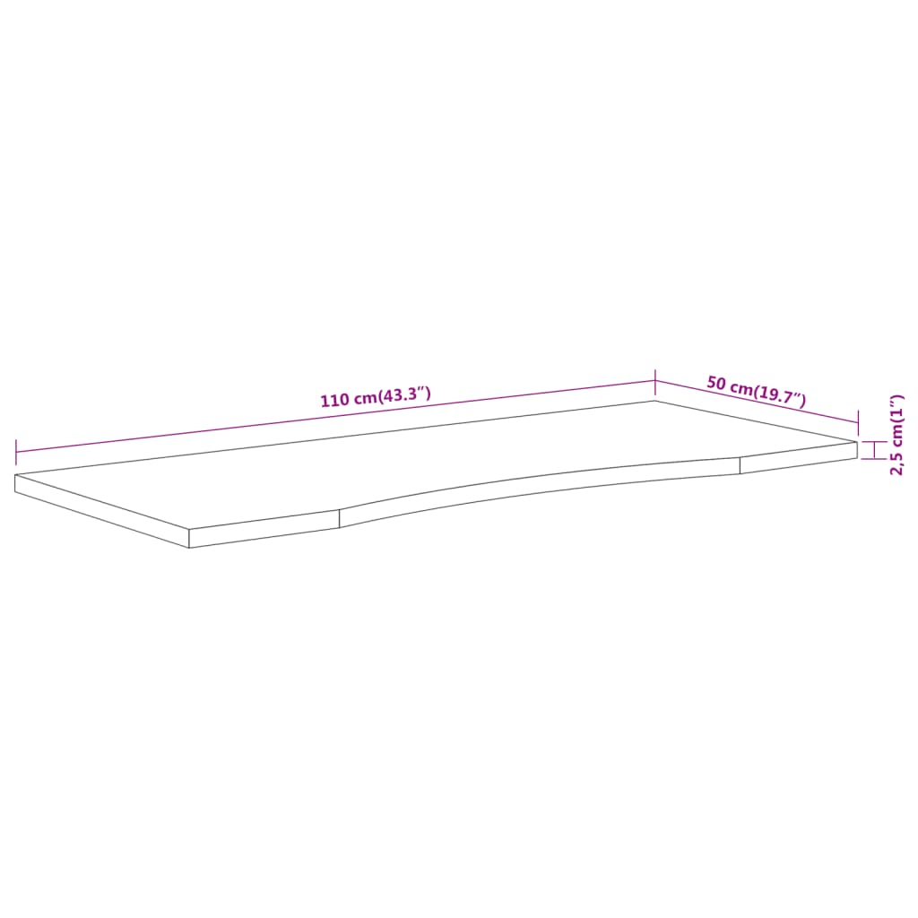 Blat de birou 110x50x2,5 cm dreptunghiular lemn masiv de acacia