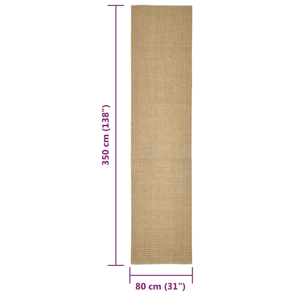 Covor din sisal pentru stâlp de zgâriat, 80x350 cm