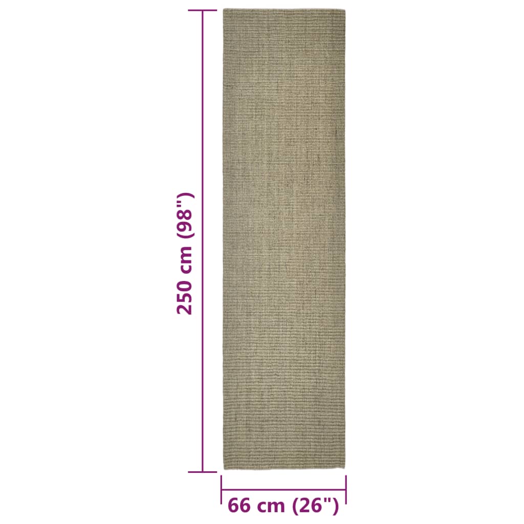 Covor din sisal pentru stâlp de zgâriat, gri taupe, 66x250 cm