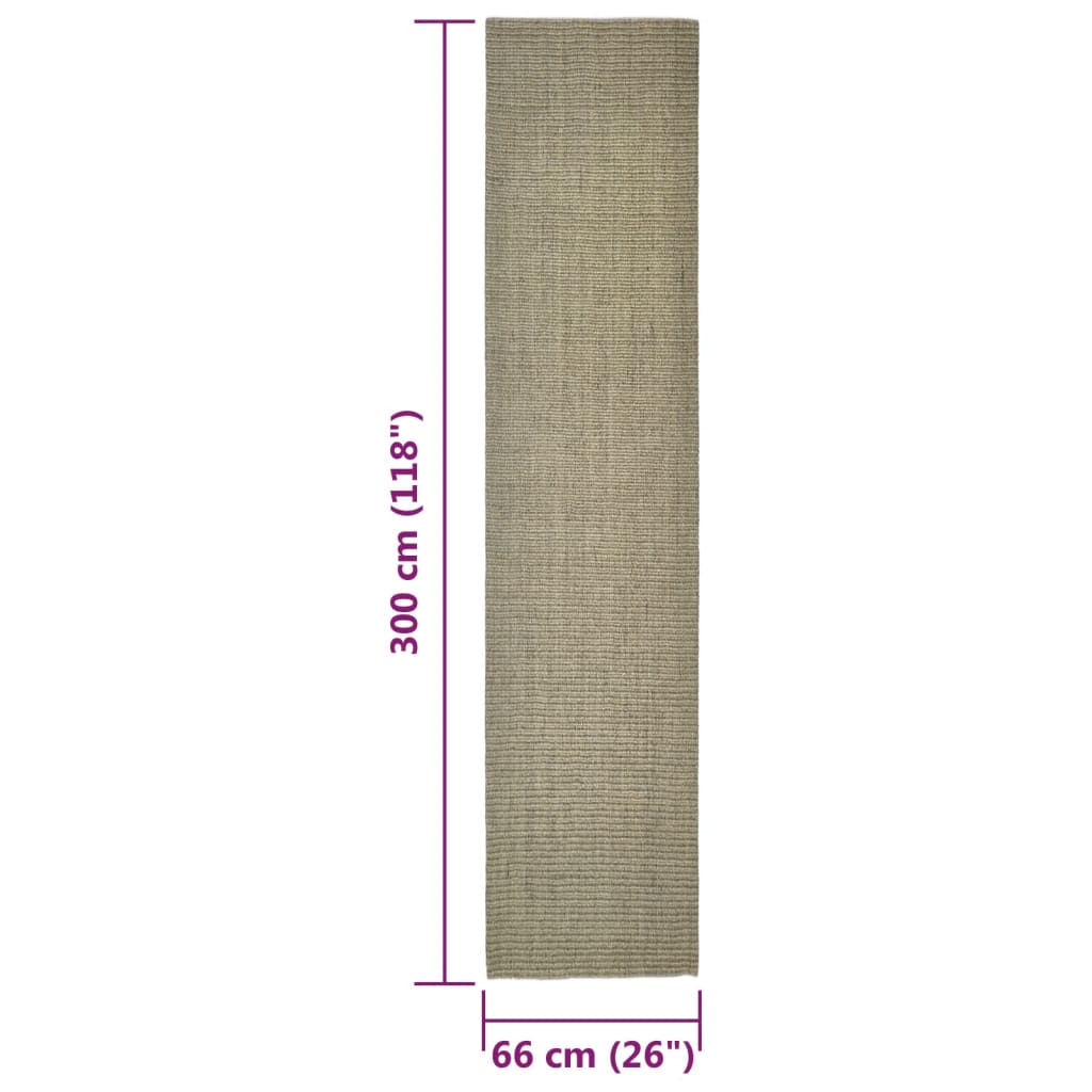 Covor din sisal pentru stâlp de zgâriat, gri taupe, 66x300 cm