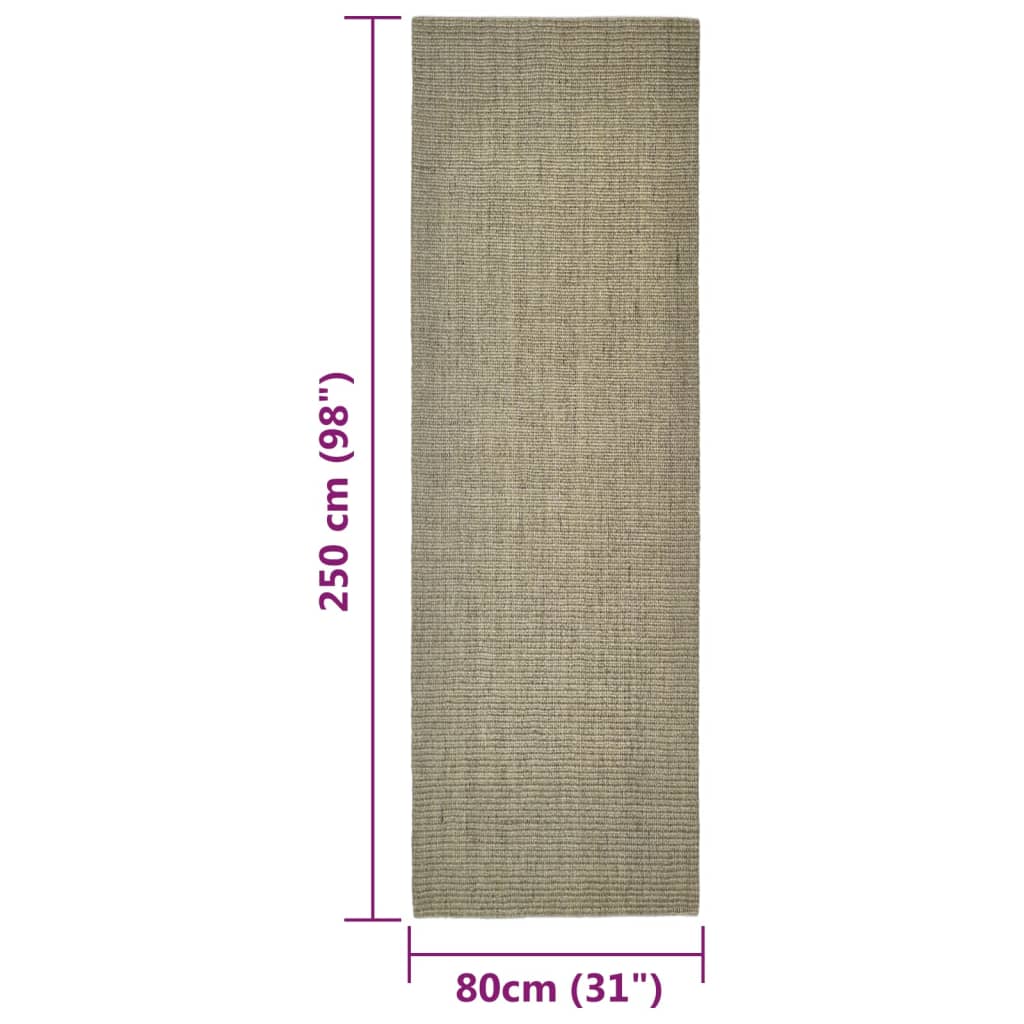 Covor din sisal pentru stâlp de zgâriat, gri taupe, 80x250 cm