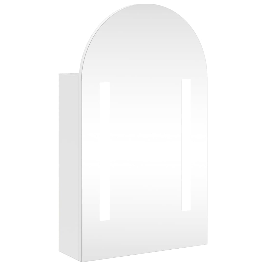 Dulap cu oglindă de baie cu LED, alb, 42x13x70 cm, arcuit