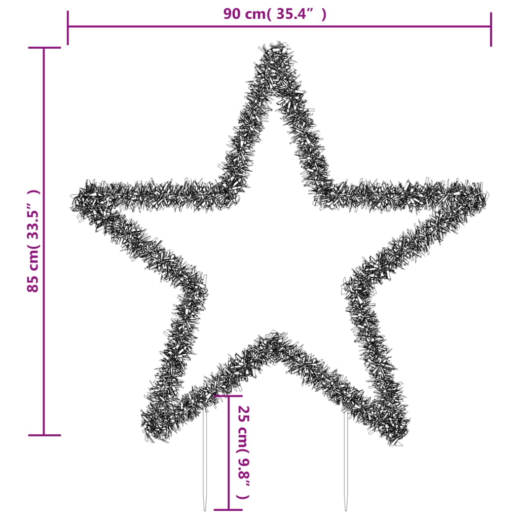 Decorațiune stea cu lumini de Crăciun cu țăruși, 115 LED, 85 cm