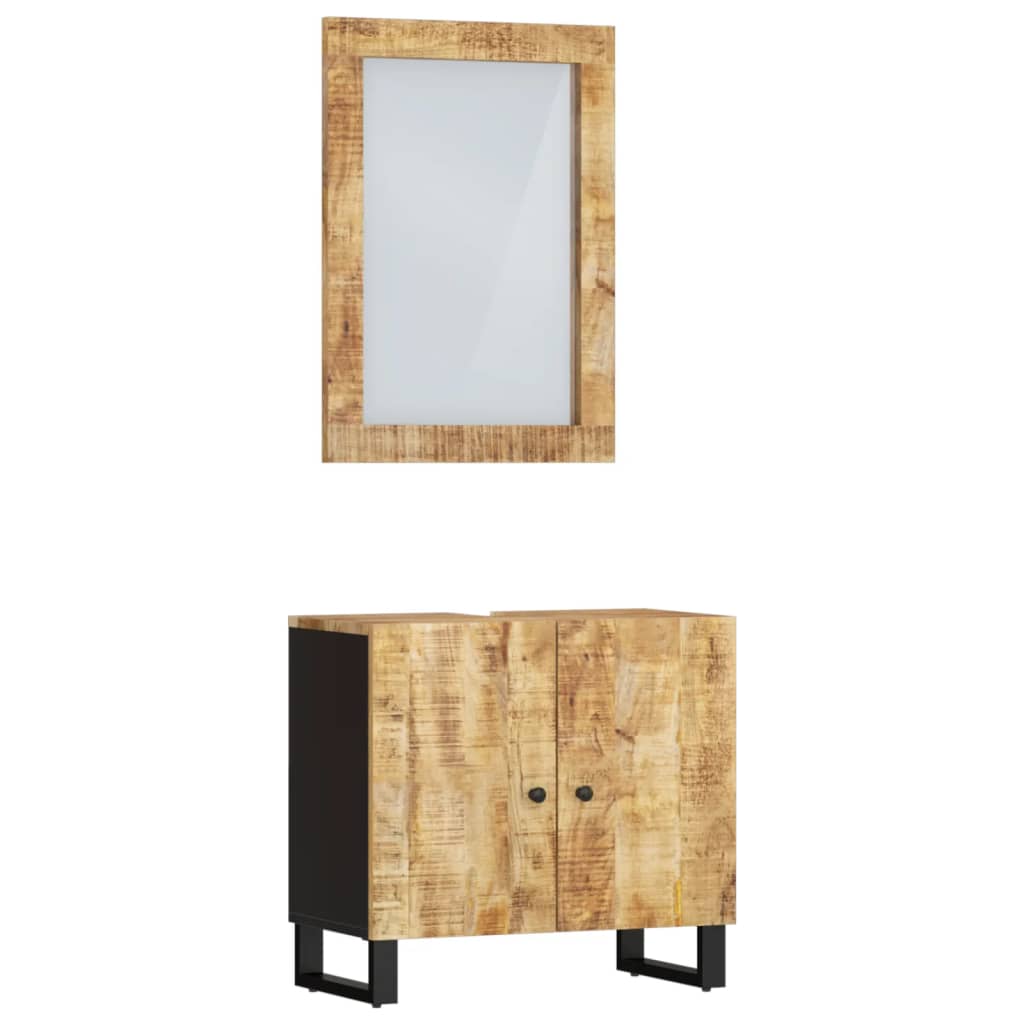 Set mobilier de baie, 2 piese, lemn masiv de mango