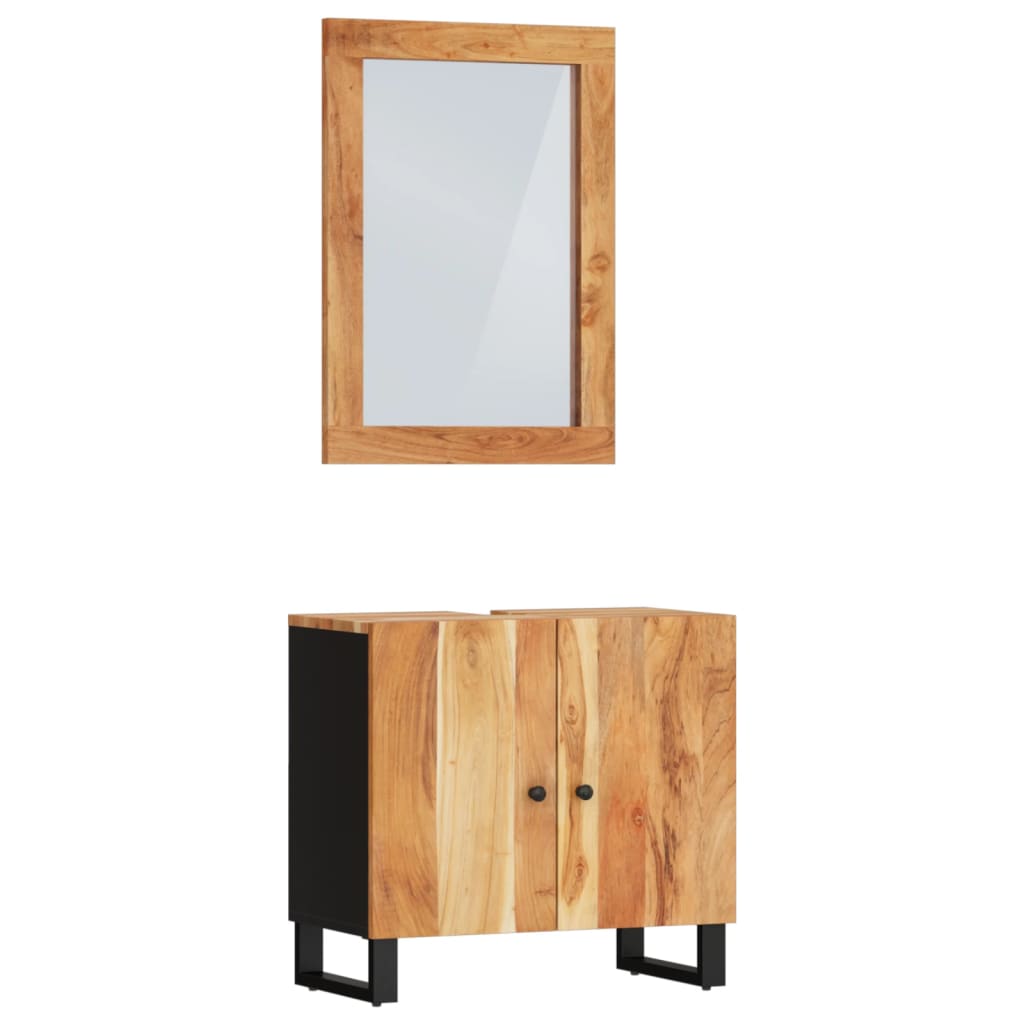 Set mobilier de baie, 2 piese, lemn masiv de acacia