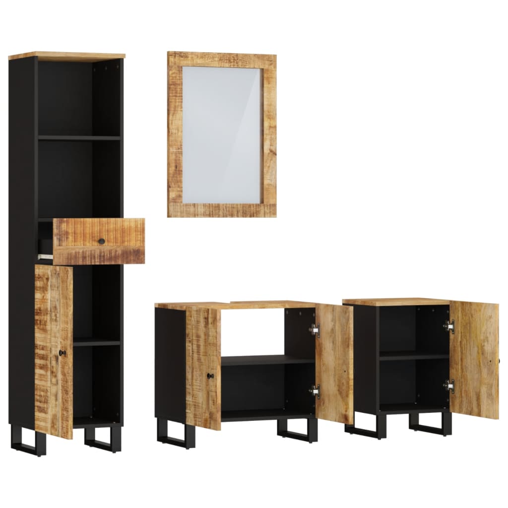 Set mobilier de baie, 4 piese, lemn masiv de mango