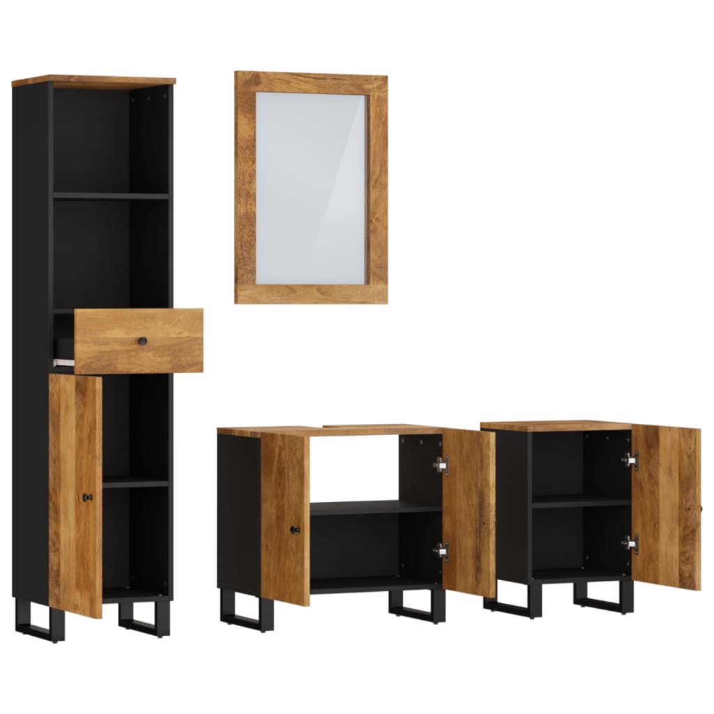 Set mobilier de baie, 4 piese, lemn masiv de mango